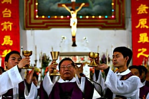 Communist China Catholics continue to sacrifice Christ acceptable to all Catholics while  Protestants hide in underground churches.